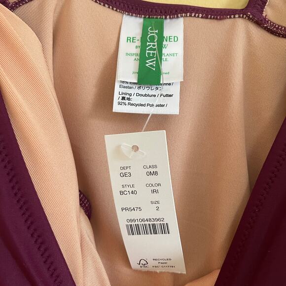 NWT J. Crew Ruched V-Neck One-Piece Swimsuit in Iris Purple Sz 2 - Picture 5 of 10